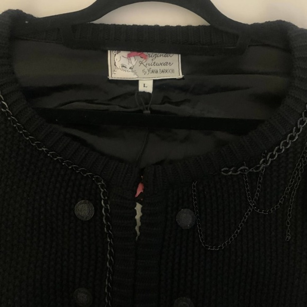 YOANA BARASCHI‎ Black Knit Chain Cardigan Sweater - NWT - Picture 3 of 16